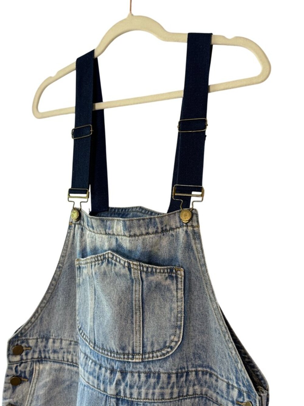 Cider Denim Overalls Women's Size 0XL Light Wash Wide Leg Cargo Pocket Bib - Picture 5 of 12